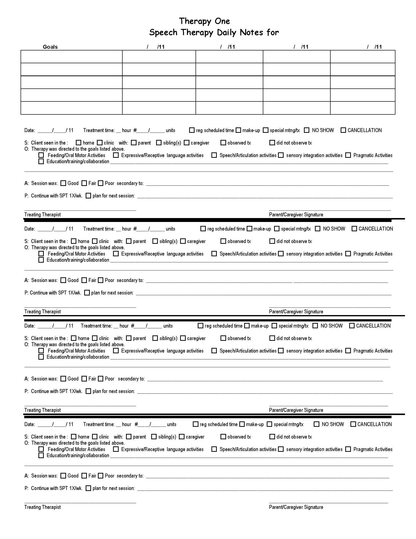 Occupational Therapy Notes Template